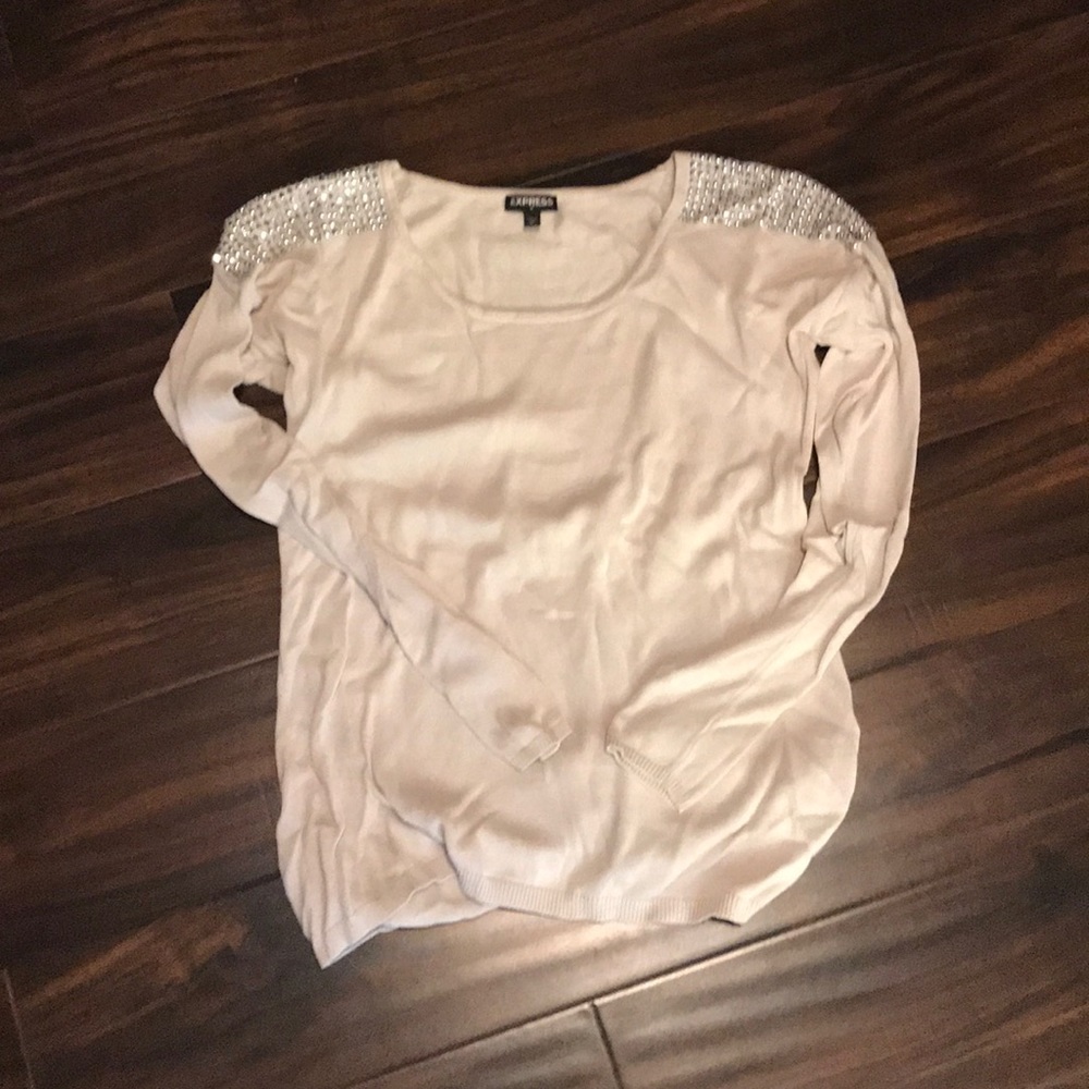 Studded shoulder sweater